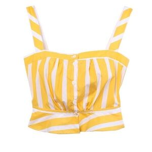 THIERRY COLSON Rossa Camisole Yellow White Striped Women's Top 100% Cotton Large
